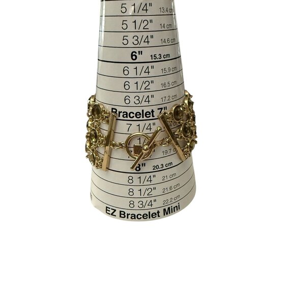 Banana Republic Gold-Tone 3 Row Openwork Bracelet Circular Links Toggle Clasp - Picture 3 of 13